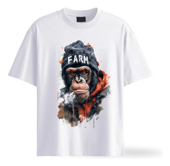 Likeme Smoking Monkey T-Shirt – 100% Premium Cotton Jersey 24/1 | Unisex Short Sleeve