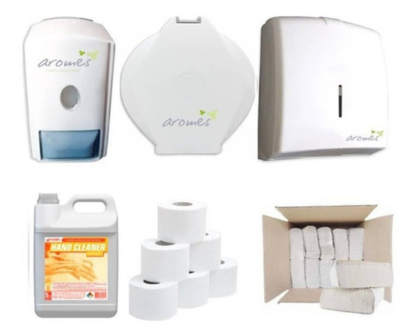 Kit Dispenser-toallas-jabon-papel+ Insumos Y Jabón Liq 5lts 0