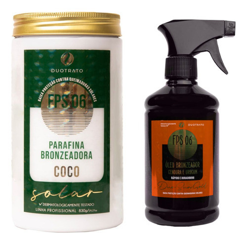 Kit Parafina Bronzeadora De Coco Oleo Duo Sun Fps 6 Duotrato 0