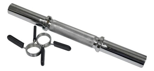 Mancuerna Barra Maciza Cromada Con Topes 30mm Gym Fit 0