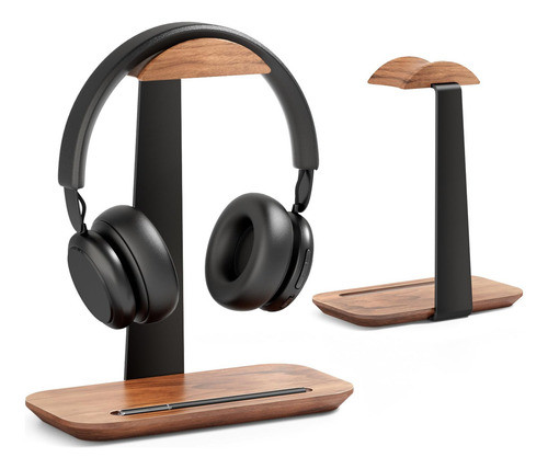 Suporte Para Fone De Ouvido Upergo Walnut Wood Com Base De A 0