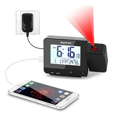 Reloj Despertador Smartro, Reloj De Proyección Digital Con C 1