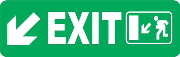 Cartel Evacuacion Exit Oblicua Abajo Izquierda 14x41 0