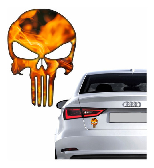 O Justiceiro Emblema Carro Adesivo Fogo Resinado Res06 Fgc 1