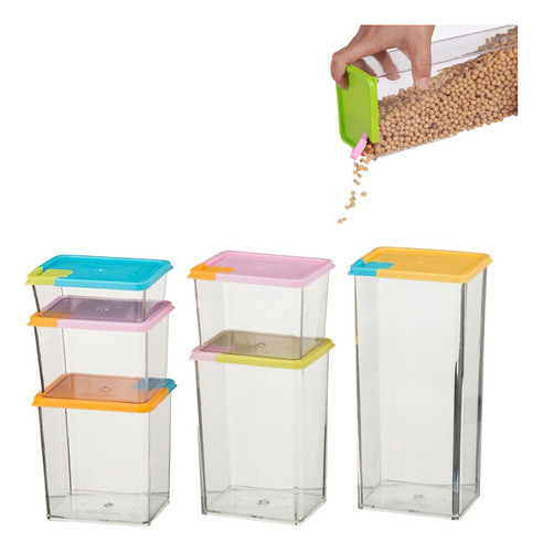 Set X6 Taper Contenedor Frasco Organizador Tapa Herméticos 0