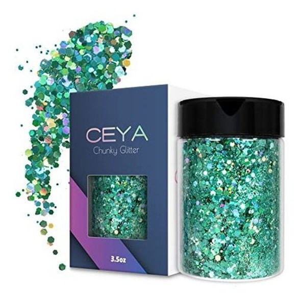 Glitter Grueso Holografico  Tarro X 100gr Verde Primavera 0