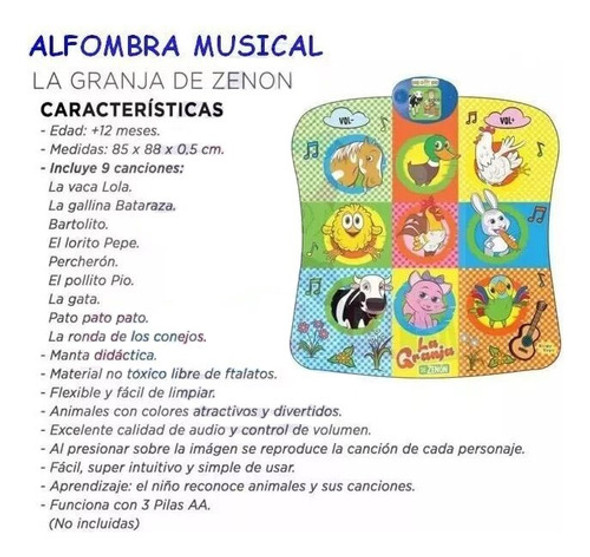Alfombra La Granja De Zenon Manta Musical Canciones Recoleta 1