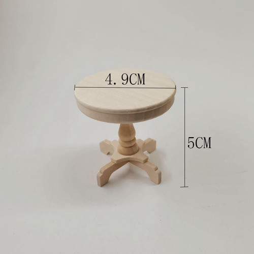 1:12 Móveis De Mesa De Madeira Mesa Lateral Redonda Mini 1