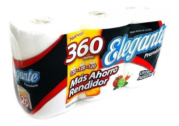 Rollos De Cocina Doble Hoja Elegante X 120 Paños (x 12 Unid) 0 Rollos De Cocina Doble Hoja Elegante X 120 Paños (x 12 Unid) 0