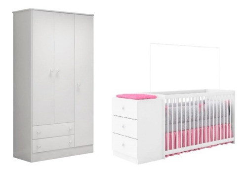 Quarto Bebê Dormítório Berço Conjugado Geveta E Roupeiro 0