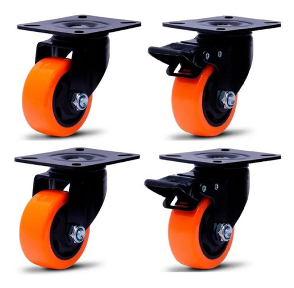 Kit 4 Rodas Para Rack De Sala Em Silicone 0