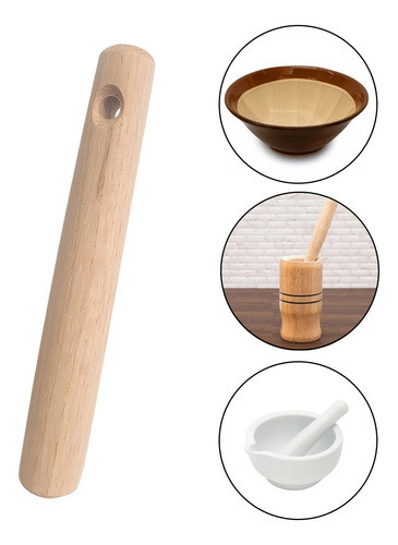 Pilão De Madeira Natural 17 Cm Para Alho Suribashi Japão 0