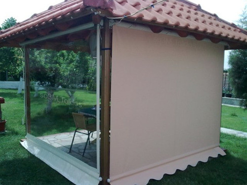 Toldo 2,50 X 1,20 Cortina Retrátil Lona Pvc + Kit Peças 1
