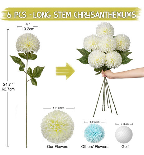 Briful Crisantemos Artificiales Con Forma Bola, Flores 4 Del 1