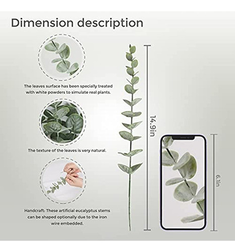 Tiyard 48pcs Hojas De Eucalipto Artificial Tallos Ramas De H 1