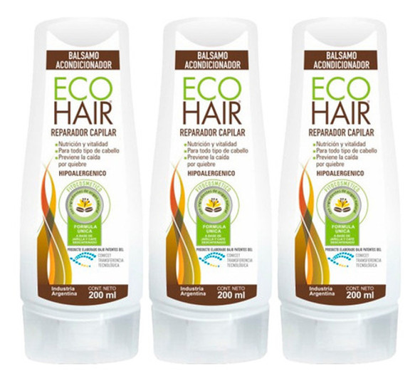 Balsamo Acondicionador Eco Hair Control Anticaida 3 X 200ml 0