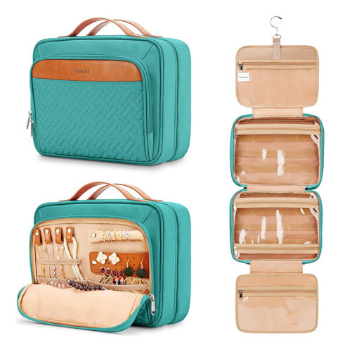 Bolso De Aseo Colgante Grande Azul Con Organizador De Joyerí 0