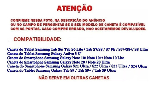 Kit Pontas Reposição P/ Caneta S Pen Galaxy S24 Ultra 2024 1