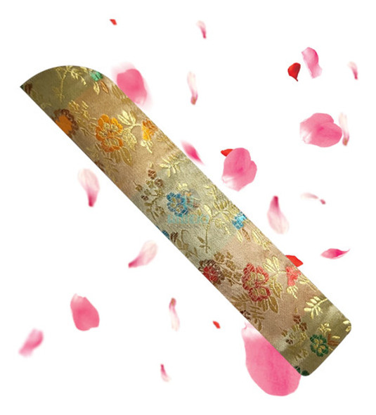 Capa Bordada Para Leque 21cm Oriental Flores Amarelo Claro 0 Capa Bordada Para Leque 21cm Oriental Flores Amarelo Claro 0