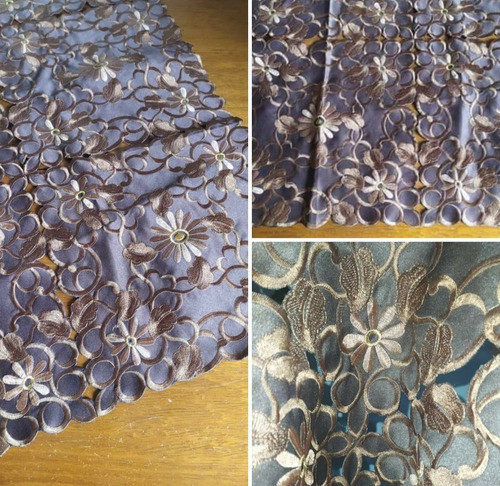 Carpeta De Tela Para  Mesa Bordada Y Calada 85x85 Cm 0