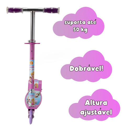 Patinete Rosa De Menina 5 6 7 8 Anos Resistente Suporta 50kg 1