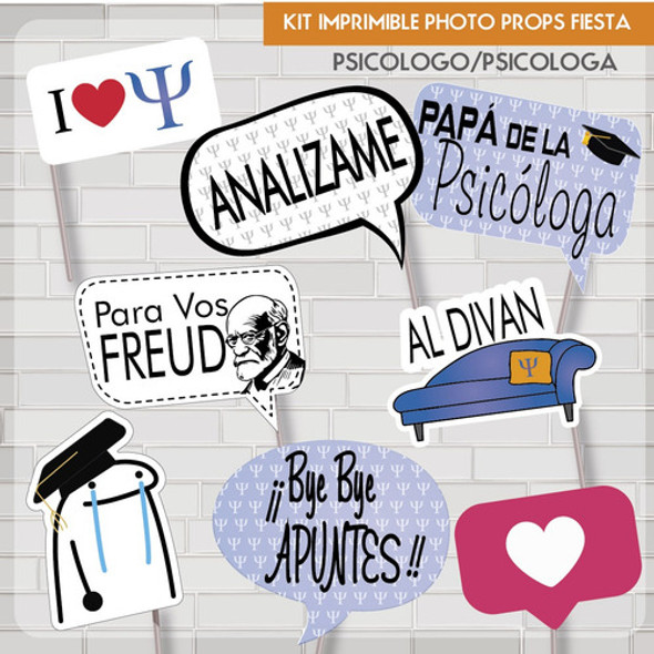 Kit Imprimible Photo Props Cartelito Graduacion Psicologia 1