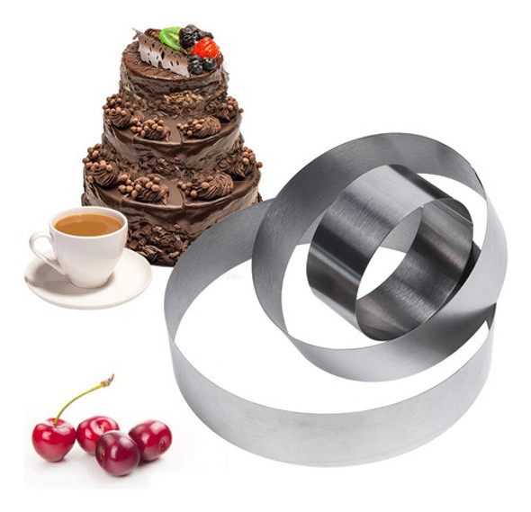 Paquete De 3 Aros Redondos Para Tartas, Mousse De Acero Inox 0