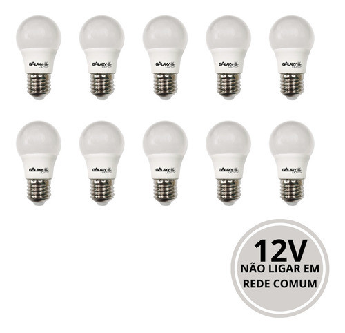 Kit 10 Lâmpadas 12v A50 Bulbo E27 Led 3w 6500k 0