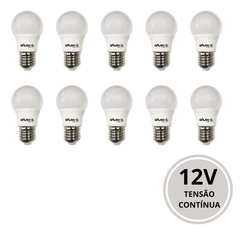 Kit 10 Lâmpadas 12v A50 Bulbo E27 Led 3w 6500k 1