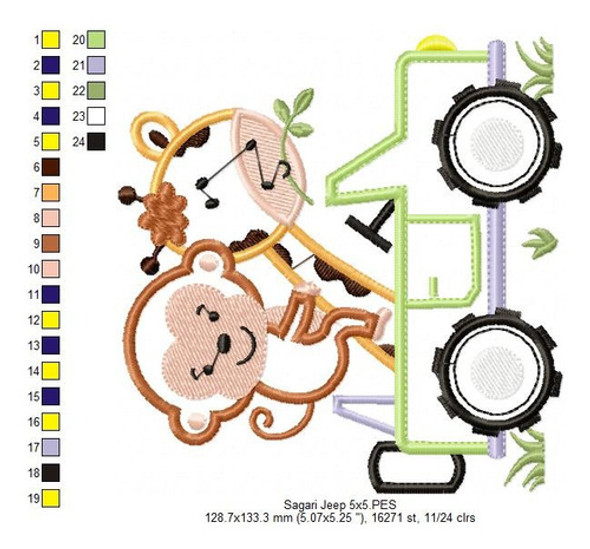 Matriz Para Bordados Maquina Animal Jirafa Mono En Auto 46 1