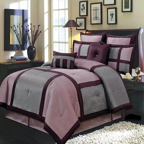 Royal Bedding Purple Queen Size Luxury 8 Piece Edredón Set I 0