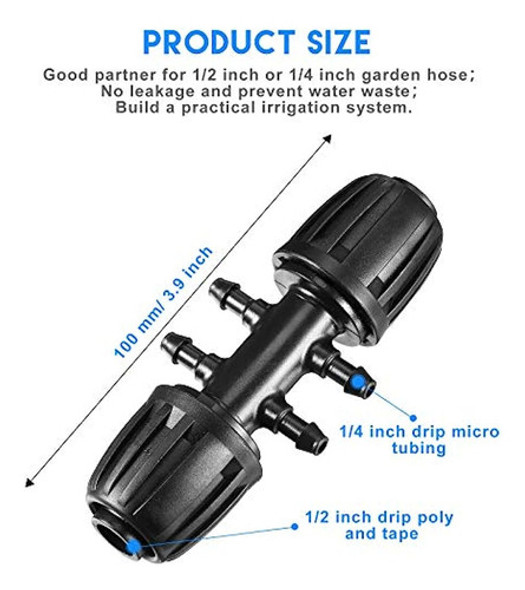 Tee De Púas De Riego Por Goteo 10 Piezas 1/2 Adaptador De Pu 1