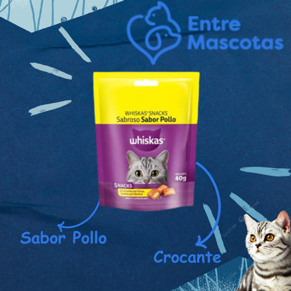 Whiskas Golosina Snack Para Gatos Sabor Pollo 40 Gr X 2 Unid 1