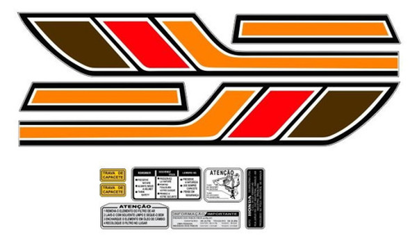 Combo Adesivos Faixas Honda Cg 125 Ano 1979 Vermelha 0