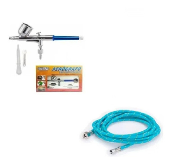 Kit Aerógrafo Steula Dupla Ação Bc 61 0,3 + Mangueira 3 Mts 0