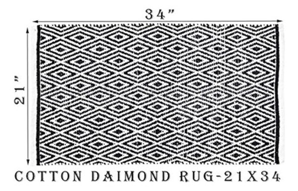 Alfombra De Diamante 100% Algodón 21x34 Alfombra Lavable Rev 1