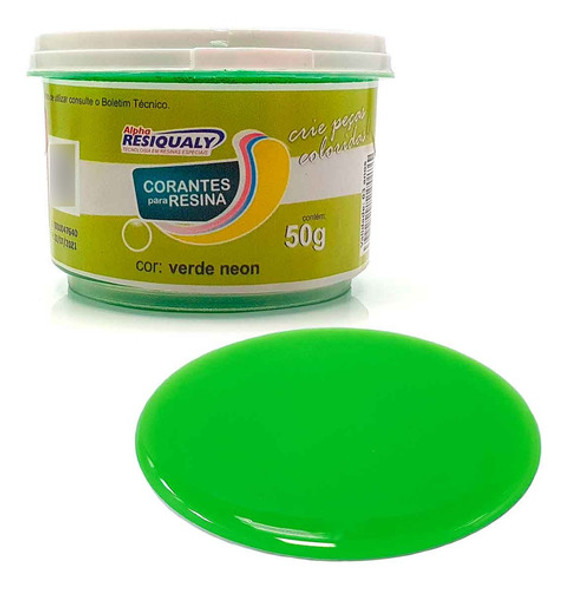 Corante Verde Neon Para Resina De 50g Alpha Resiqualy 0