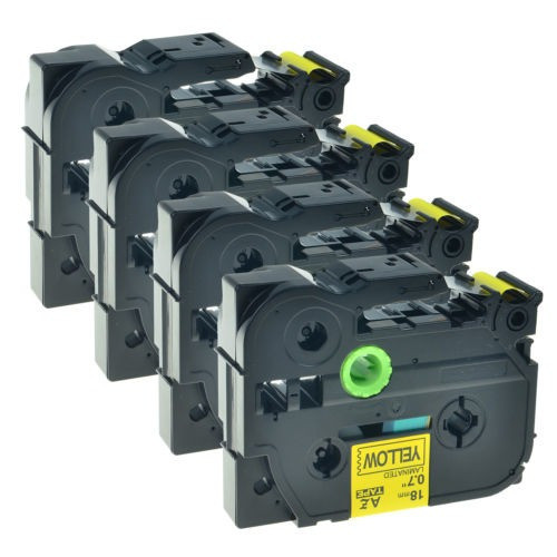 4pk Tz-641 641 Tze 18mm Negro Sobre Amarillo Etiqueta Cinta 0