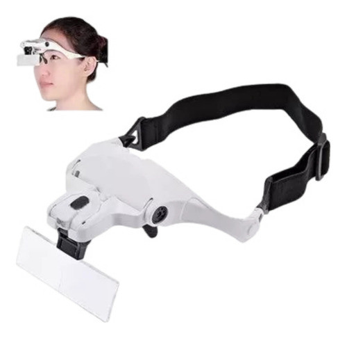 Oculos Lupa De Cabeca Pala 5 Lentes E 2 Led Write Branca 0
