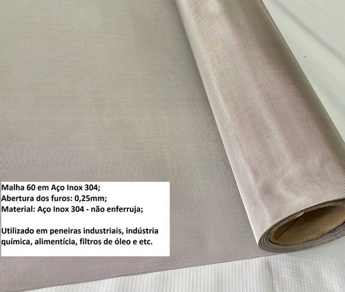 Tela Em Aço Inox 304 Malha 60 - 1,00m X 1,00m 1