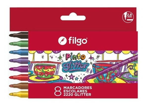 Marcador Escolar Filgo Pinto 2220 Glitter X8 Colores 0