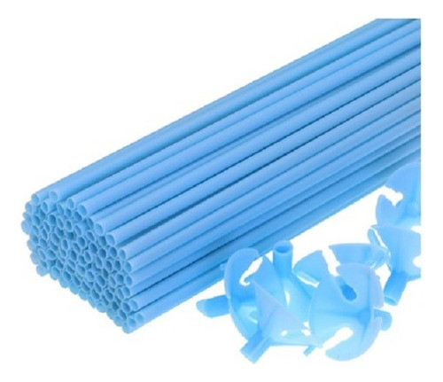 Suporte Pega Balão Bexiga Vareta Azul Bebê 30 Cm - 100 Und. 0