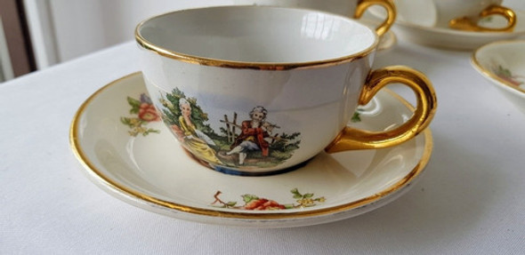 Taza Y Plato De Té Loza Inglesa Escena Galante Meakin (c/u) 0