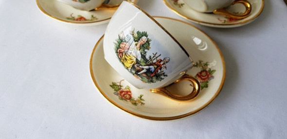Taza Y Plato De Té Loza Inglesa Escena Galante Meakin (c/u) 1