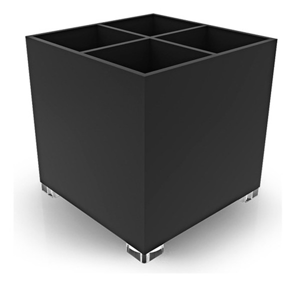 Organizador Porta Pincel Fortune Mini Em Acrílico Preto 1