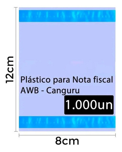 Envelope Canguru Plástico Para Nota Fiscal 12x8cm 1000un 2f 1
