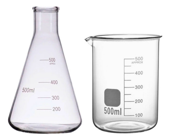 Kit Erlenmeyer De 500ml + Béquer De 500ml Mega Oferta 0 Kit Erlenmeyer De 500ml + Béquer De 500ml Mega Oferta 0