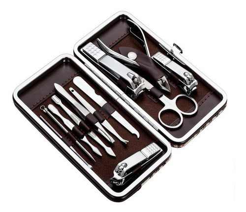 12 Pc Cortauñas Grooming Kit Set Con Estuche De Lujo Viaje 0