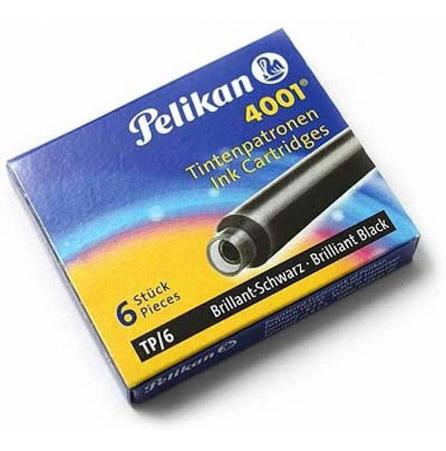 Cartucho De Caneta Tinteiro Pelikan 4001 C/ 6 Un- Preto 0