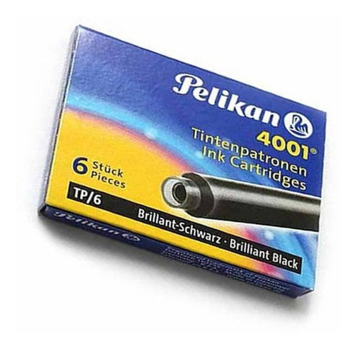 Cartucho De Caneta Tinteiro Pelikan 4001 C/ 6 Un- Preto 1
